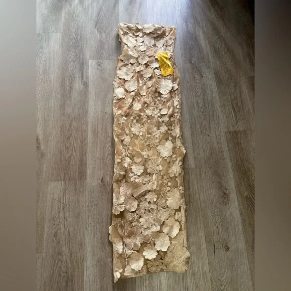 bronx and banco jasmine 3d floral applique lace strapless maxi dress gown XS NEW - Picture 8 of 17